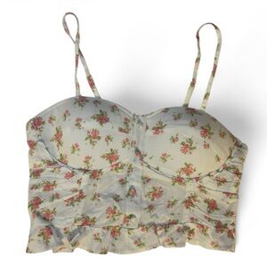 NWT Sim & Sam Floral Print Corset Crop Top Padded